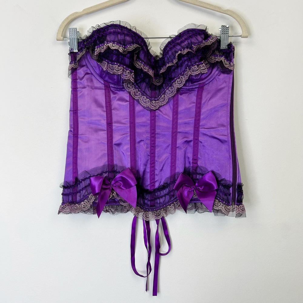 Starline Purple Corset Top Women's‎ Size 34 Small Lace Up Side Zipper Coquette - Picture 5 of 9